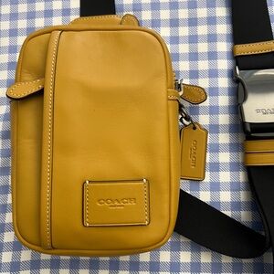 Coach Men's Mustard Leather Belt Bag
